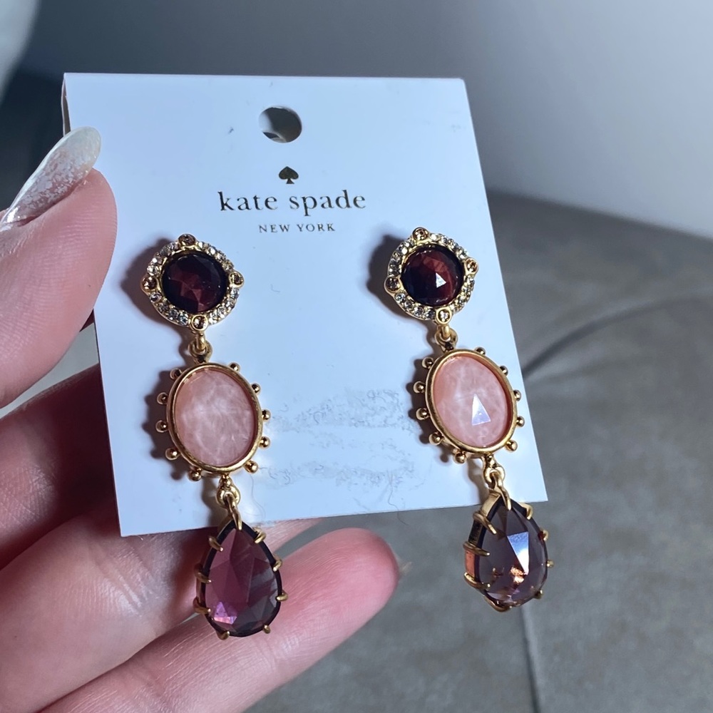Kate Spade Pink & Purple Gem Drop Earrings - Picture 4 of 9